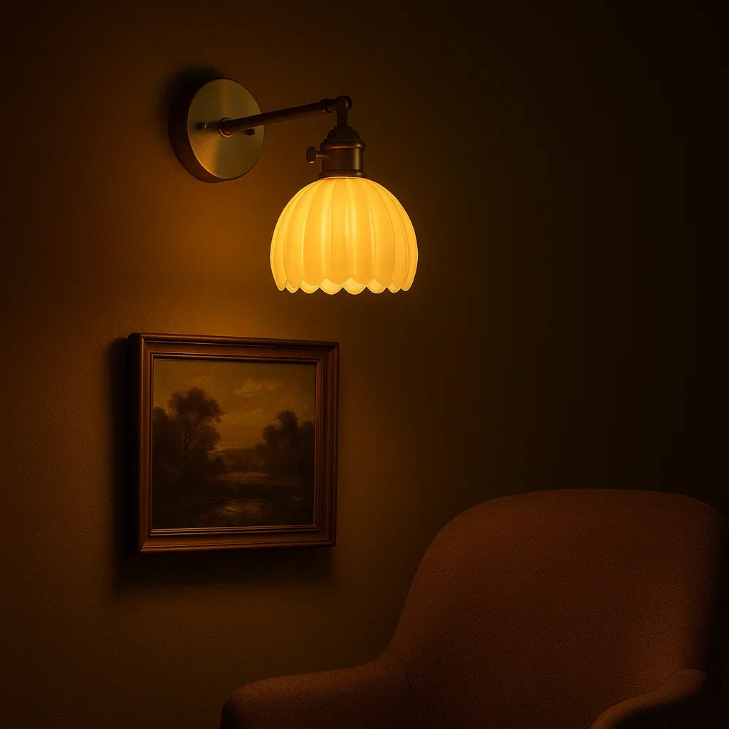Lisslune | Retro Wall Lamp | Glass Tulip Shade Vintage Wall Light