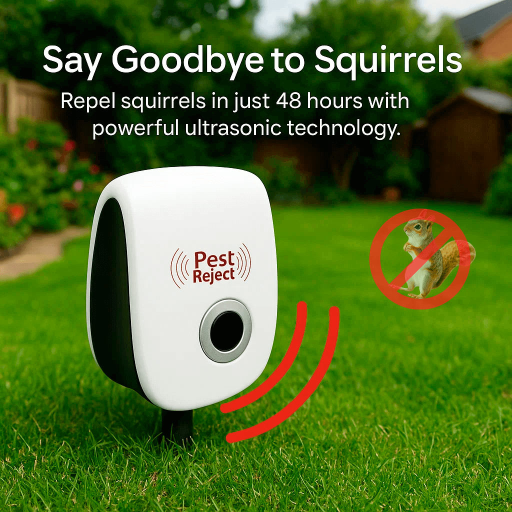 Lisslune | Ultrasonic Squirrel Repeller Device - Effective Pest Control to Deter Squirrels in 48 Hours for Gardens & Yards
