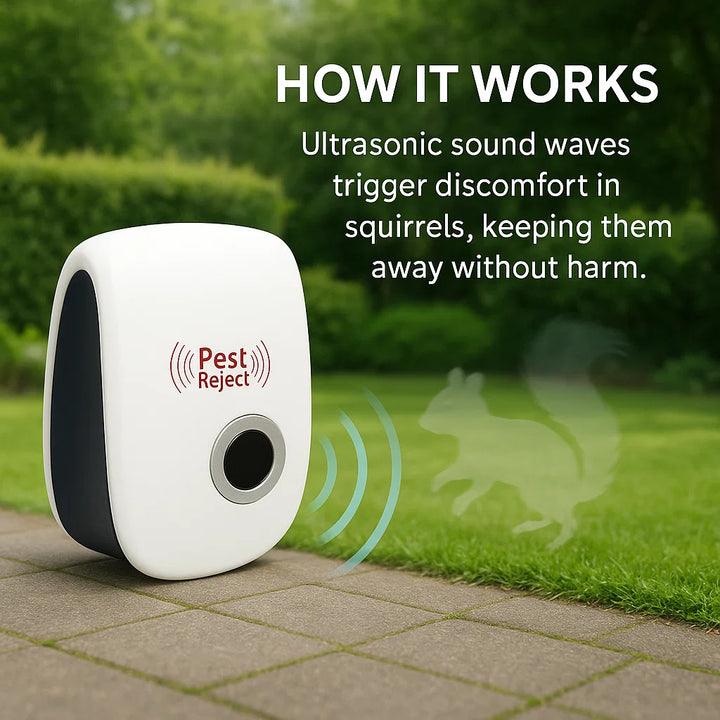 Lisslune | Ultrasonic Squirrel Repeller Device - Effective Pest Control to Deter Squirrels in 48 Hours for Gardens & Yards