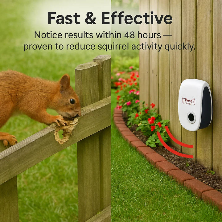 Lisslune | Ultrasonic Squirrel Repeller Device - Effective Pest Control to Deter Squirrels in 48 Hours for Gardens & Yards