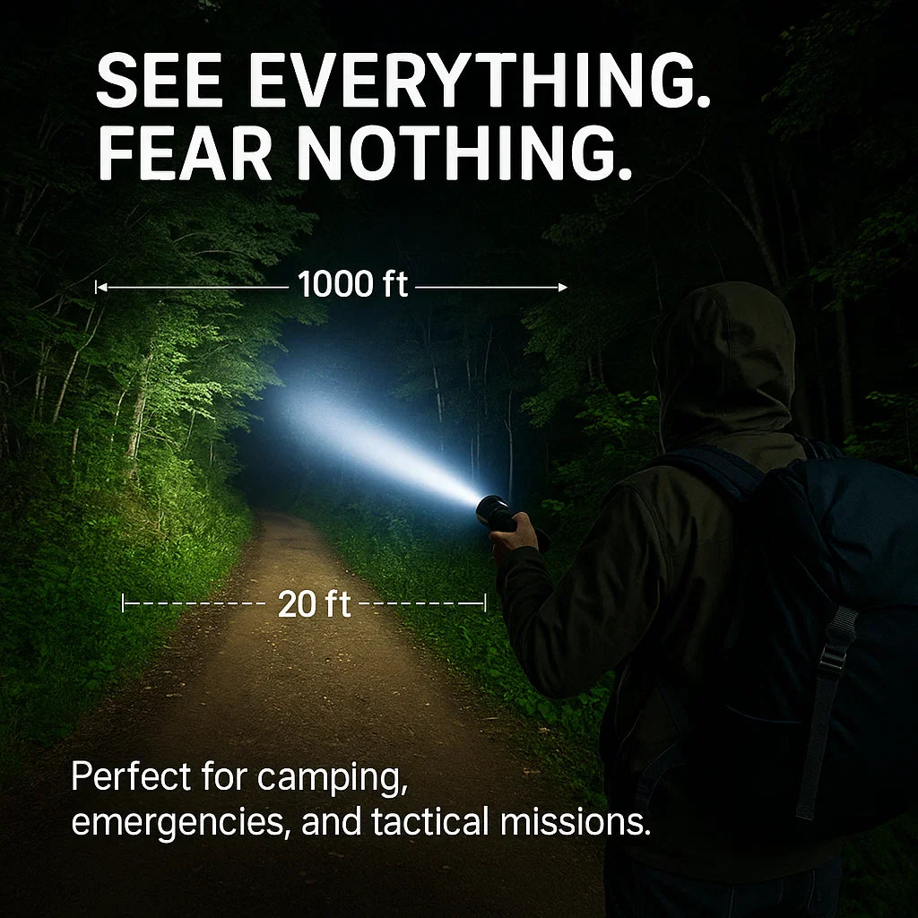 Lisslune | 100000 Lumen Tactical Flashlight | World's Brightest High-Powered Torch