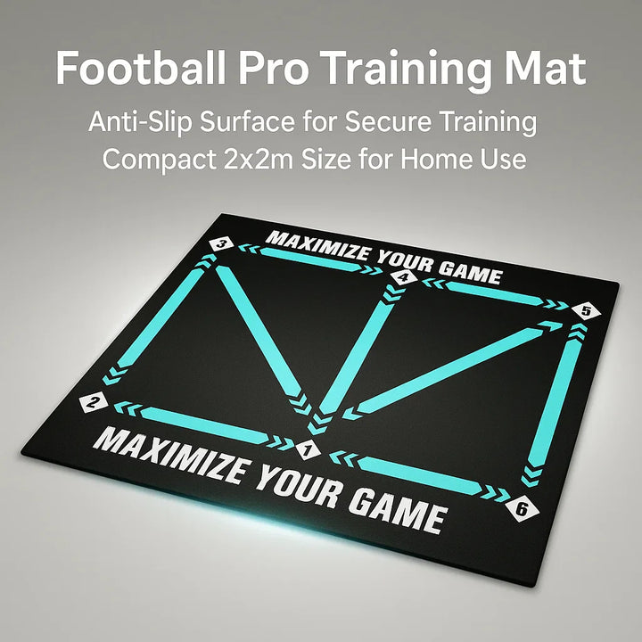 Lisslune | Football Pro Training Mat | Anti-Slip, 2x2m Space & Video Program for Skill Enhancement and Home Training