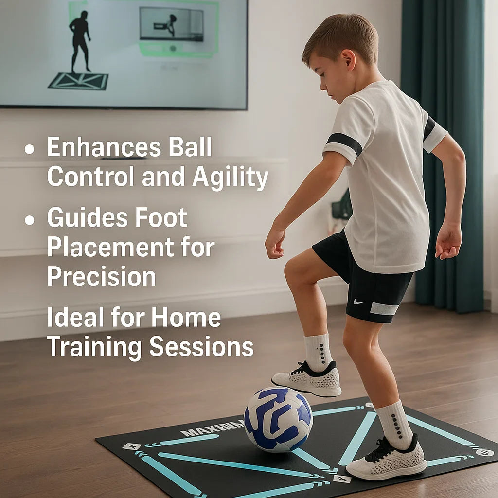Lisslune | Football Pro Training Mat | Anti-Slip, 2x2m Space & Video Program for Skill Enhancement and Home Training