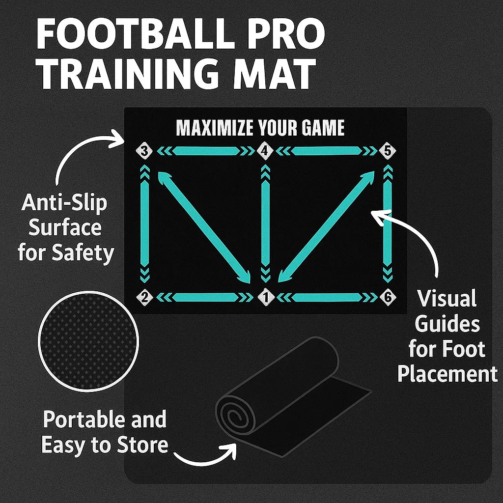 Lisslune | Football Pro Training Mat | Anti-Slip, 2x2m Space & Video Program for Skill Enhancement and Home Training