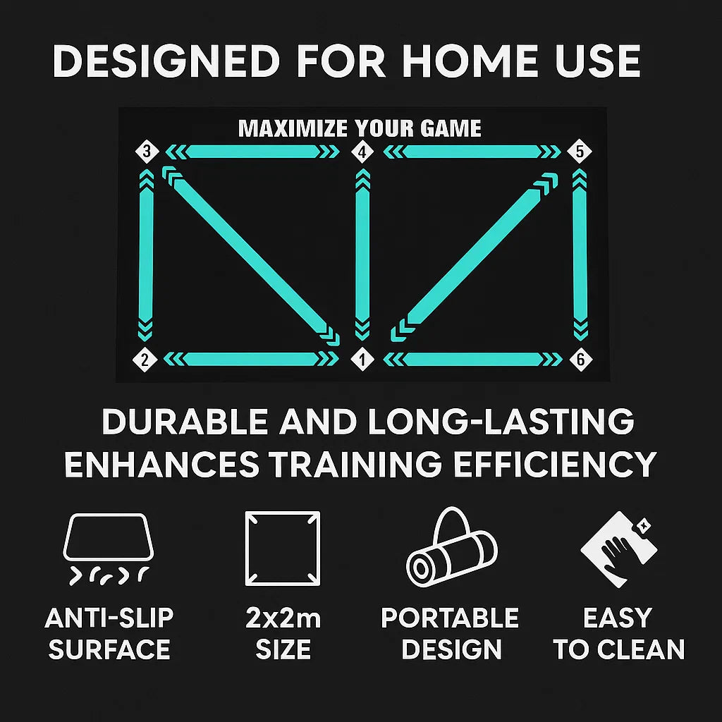 Lisslune | Football Pro Training Mat | Anti-Slip, 2x2m Space & Video Program for Skill Enhancement and Home Training