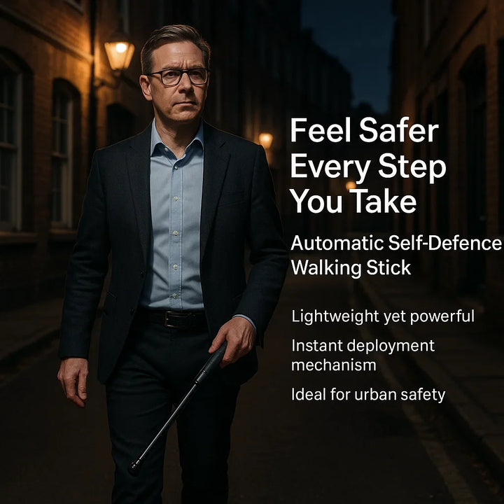 Lisslune | Automatic Self-Defense Walking Stick | Lightweight, Anti-Slip Grip & Compact for Hiking and Urban Safety