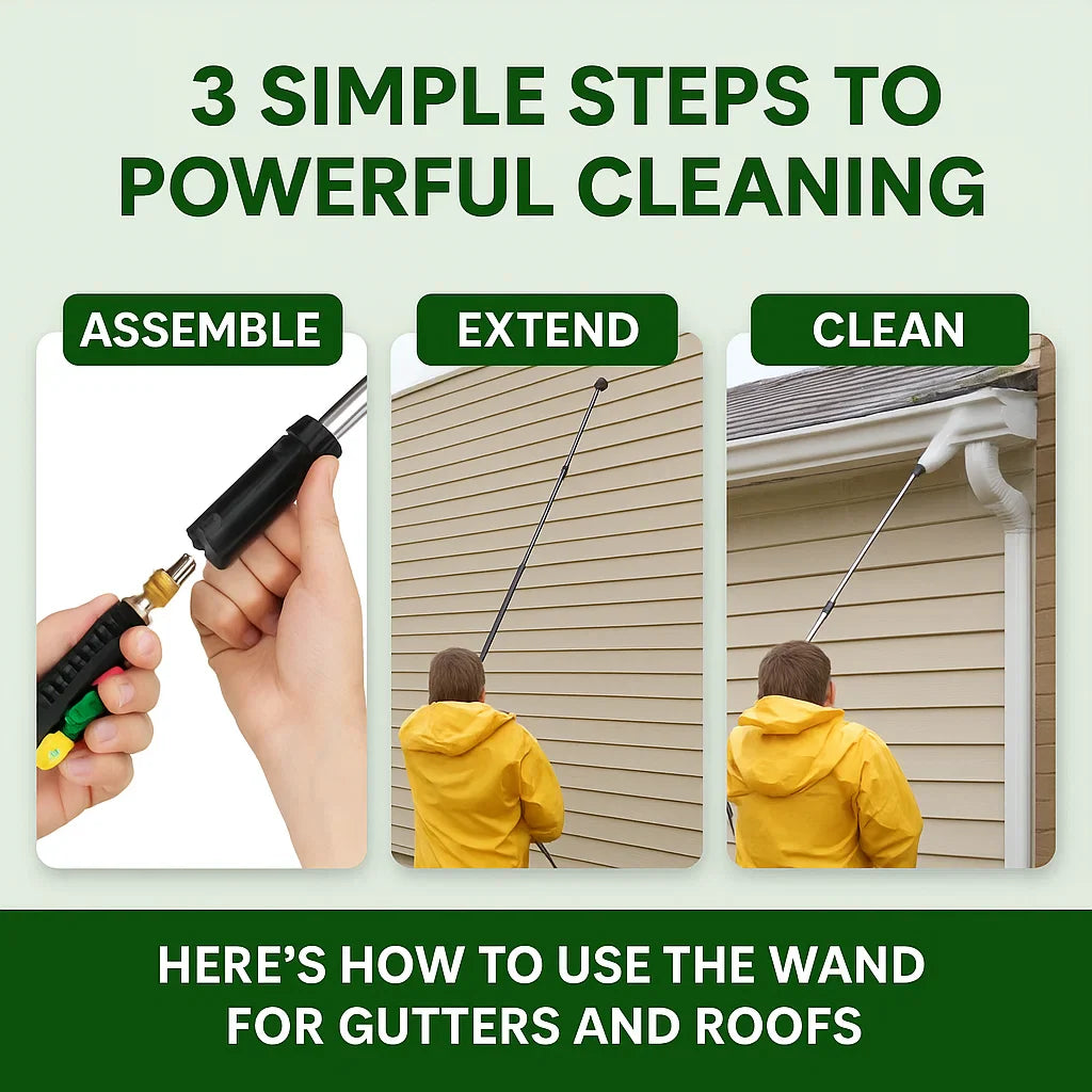 Lisslune | Telescoping High Pressure Washer Wand Set | 4000 PSI, 7 Nozzle Tips & Ideal for Gutter, Roof, and Hard-to-Reach Cleaning