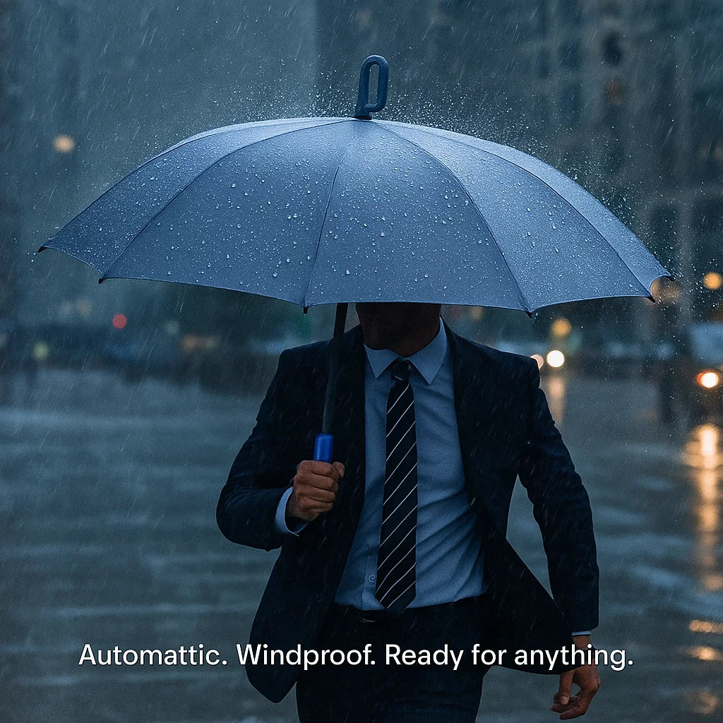 Lisslune | Wind-Resistant Automatic Folding Umbrella with Large Buckle Handle – Compact & Durable