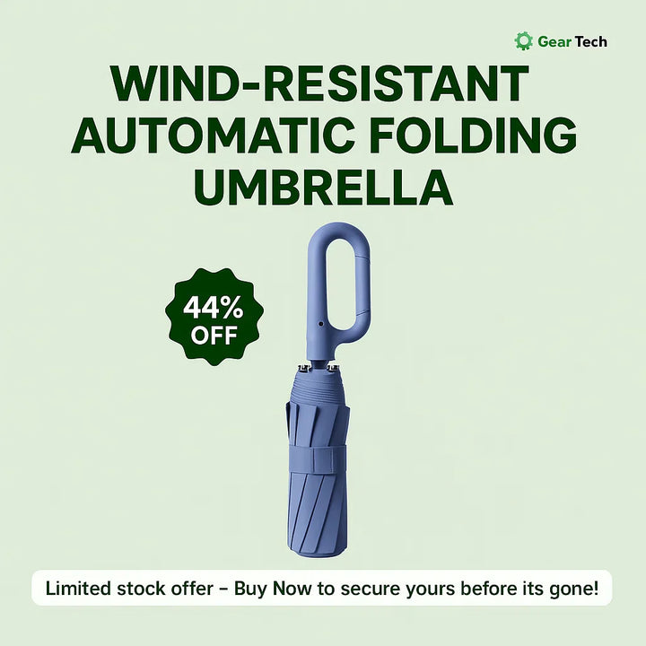 Lisslune | Wind-Resistant Automatic Folding Umbrella with Large Buckle Handle – Compact & Durable