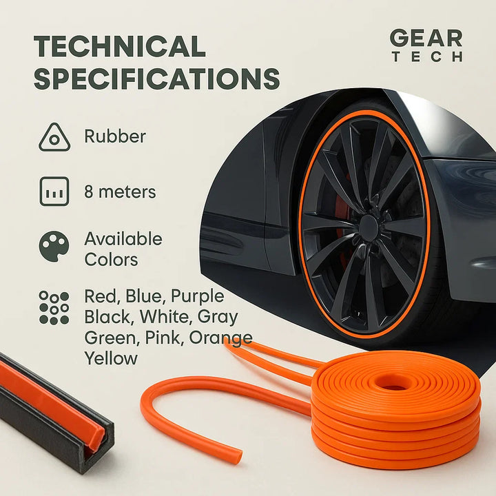 Lisslune | Wheel Rim Protector | High Adhesion, Easy Installation & Curb Scrape Prevention for Flashy Automobile Rims