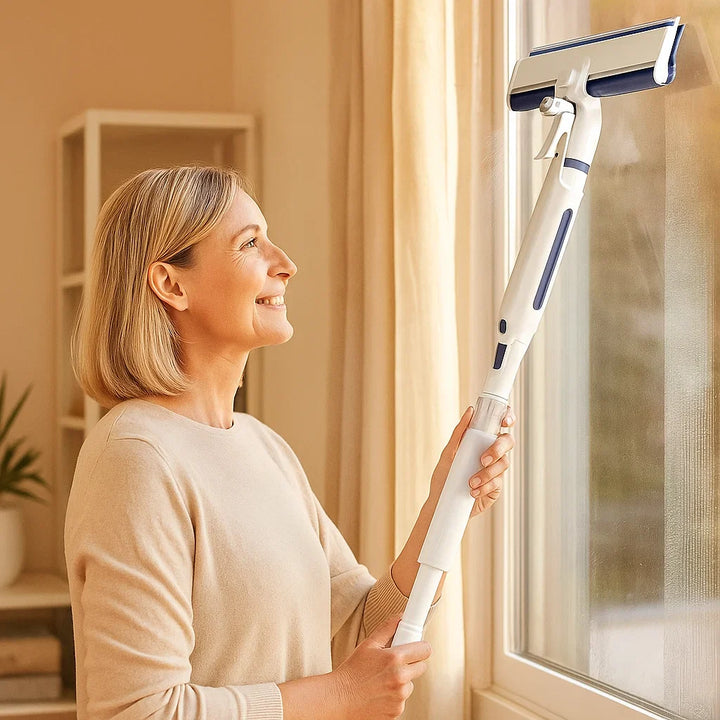 Lisslune | Telescopic 3-in-1 Window Cleaner with Spray Device and Integrated Container
