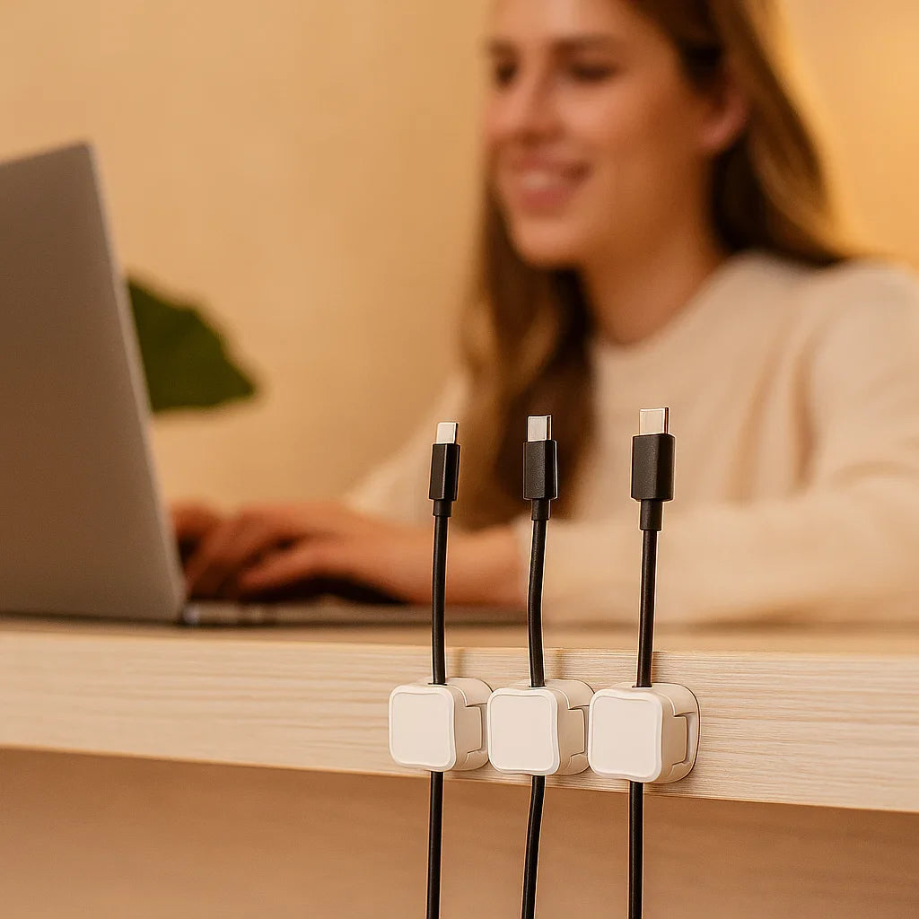 Lisslune | Magnetic Cable Organizer - Self-Adhesive Cable Management 6-Piece Set