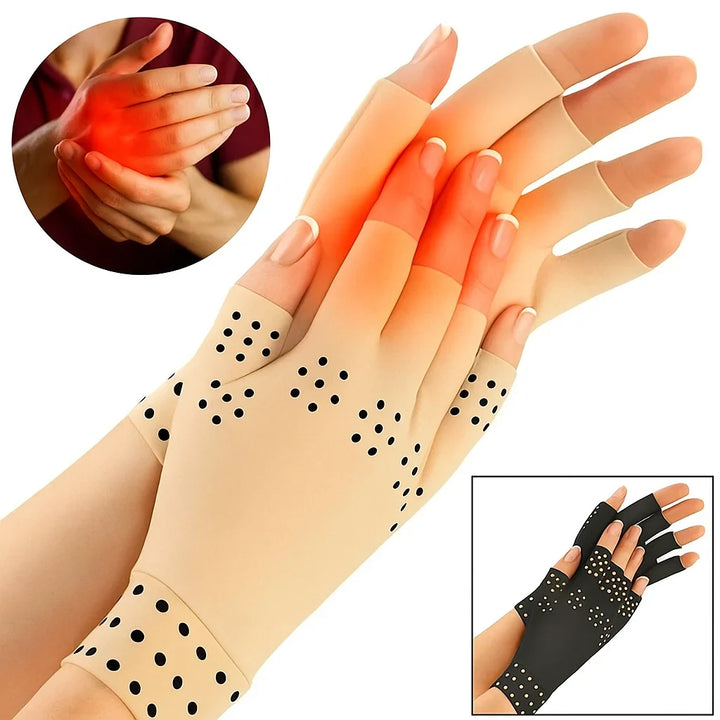 Lisslune | Fingerless Gloves for Arthritis & Pain Relief - Magnetic Compression for Improved Circulation and Reduced Swelling