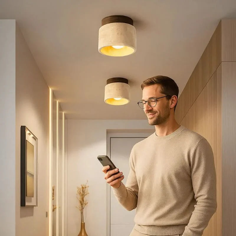 Lisslune | Minimalist LED ceiling lamp made of wood for a warm ambiance