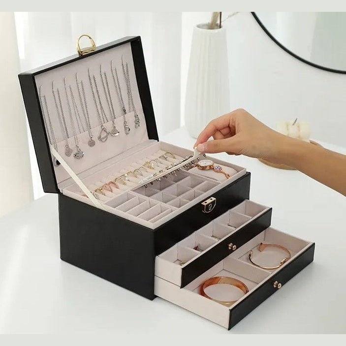 Lisslune | AURELIA BOX – Multi-Layer Leather Jewelry Organizer for Stylish Storage