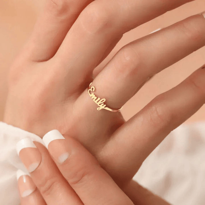 Lisslune | AURELION – Custom Adjustable Gold Stainless Steel Name Ring