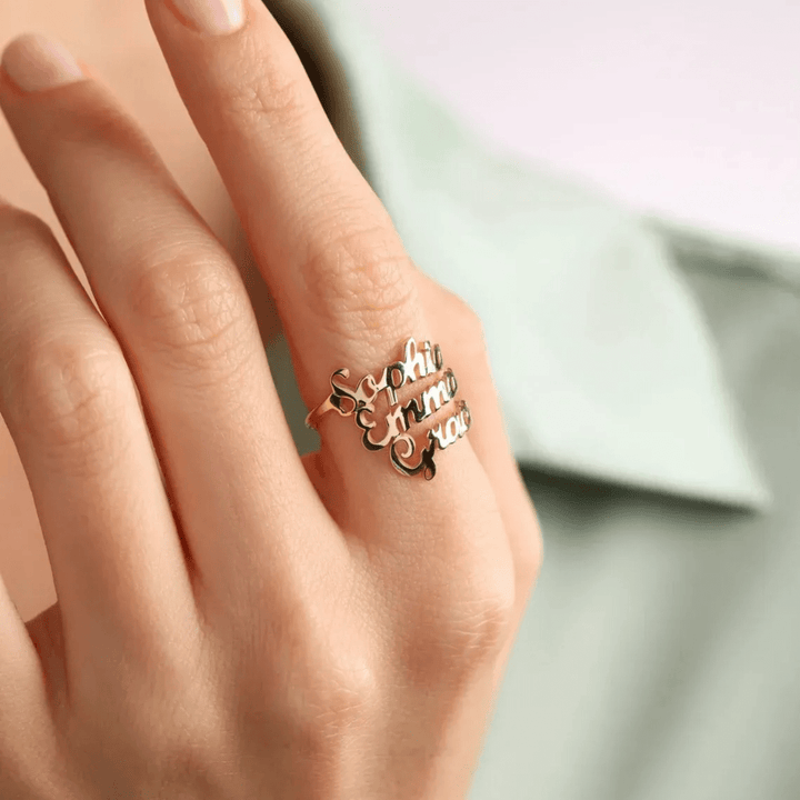 Lisslune | AURELION – Custom Adjustable Gold Stainless Steel Name Ring