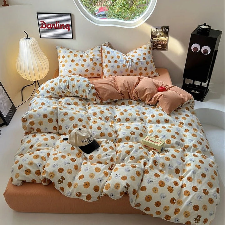 Rynx | Autumn Pumpkin Print Autumn Bedding Set