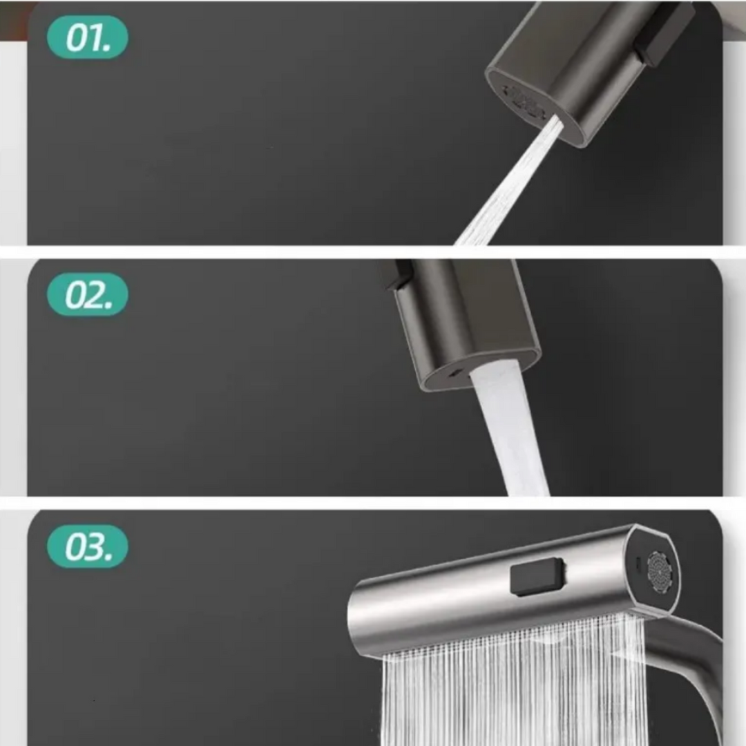 Lisslune | Kitchen faucet, JF-8012B GRAPHITE Pull-out tap, waterfall, 3 modes