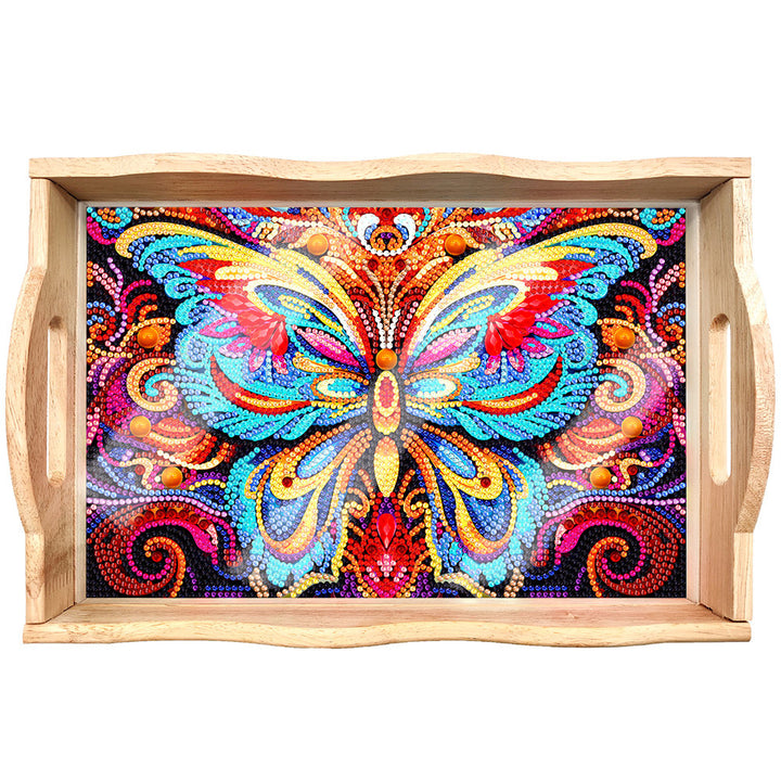 Lisslune | DIY Diamond Painting Wooden Tray Food Tray with Handle Living Room Decoration Mandala Wooden Tray Kit