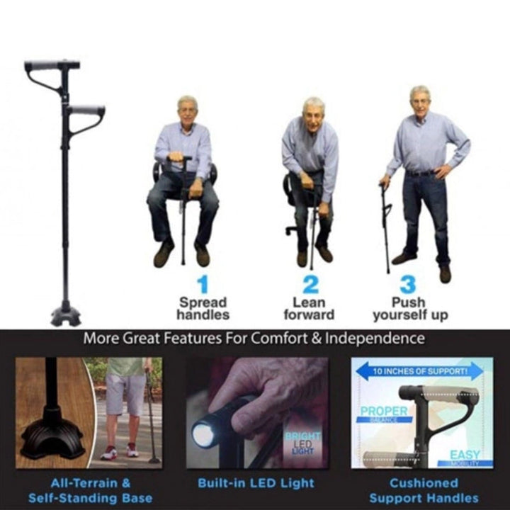 Lisslune | Non-slip Folding Walking Stick With LED Light