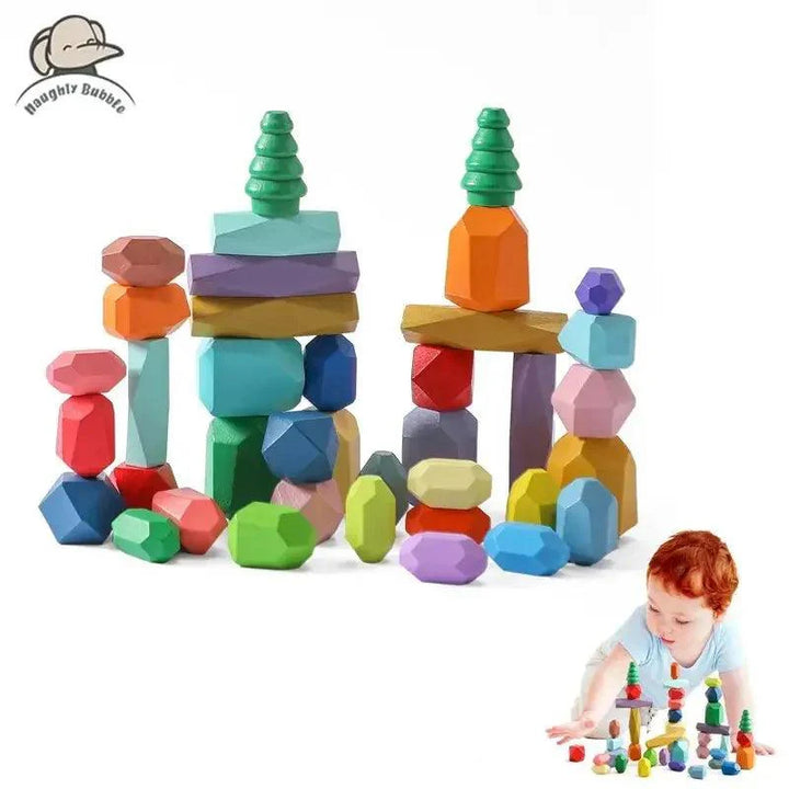 Lisslune | Colorful Wooden Building Blocks Set for Creative Learning and Logical Development