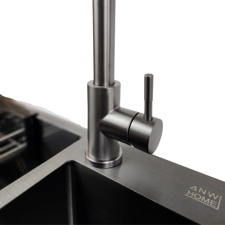 Lisslune | Kitchen Faucet JF-7020B with Pull-Out Head, Graphite, 2 Modes, 400mm