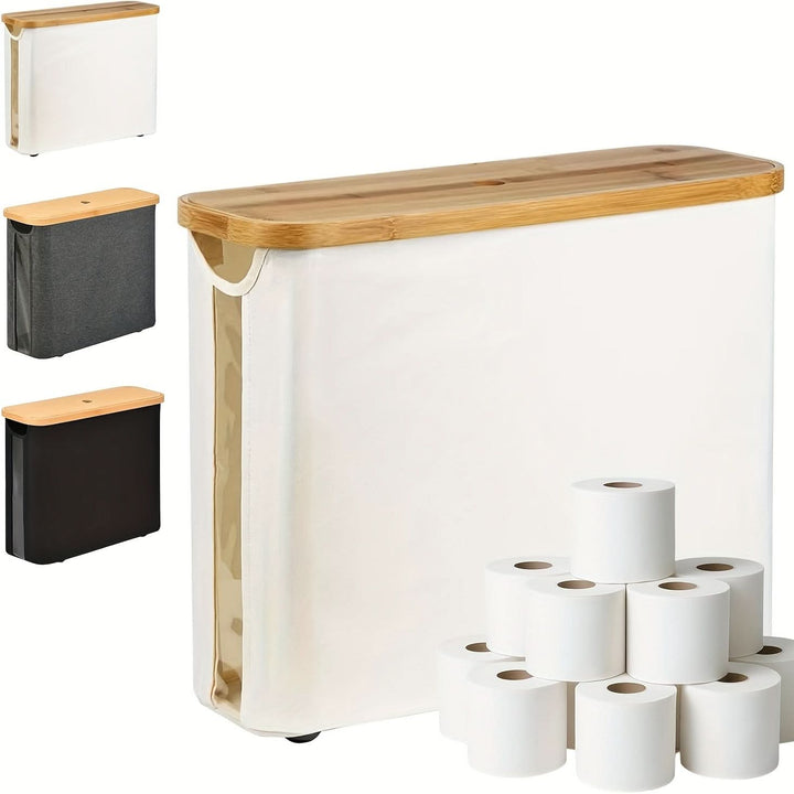 Lisslune | Toilet Paper Holder with Lid Storage Basket for 12 Rolls