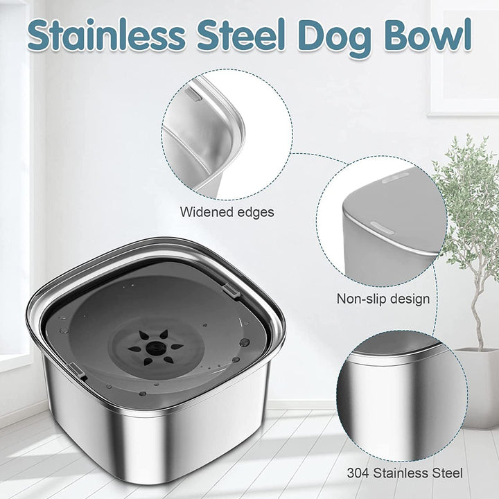 Lisslune | AquaLux | Stainless Steel Floating Water Bowl for Pets | Large Capacity | Stylish Design