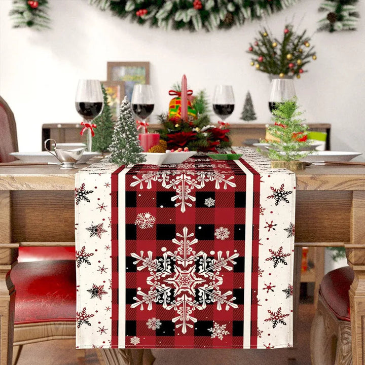 Lisslune | Linen Christmas Table Runner Snowman Christmas Tree Home Dining Table Cloth Tablecloth 2023 Christmas Noel Christmas Decorations 2024