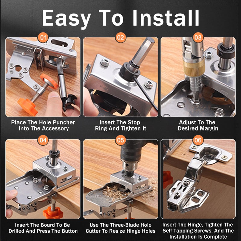 Lisslune | Woodworking 35mm Hinge Boring Jig Hole Opener Kit
