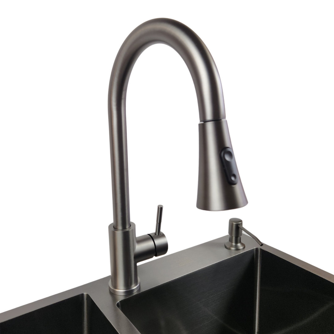 Lisslune | Kitchen Faucet JF-7020B with Pull-Out Head, Graphite, 2 Modes, 400mm