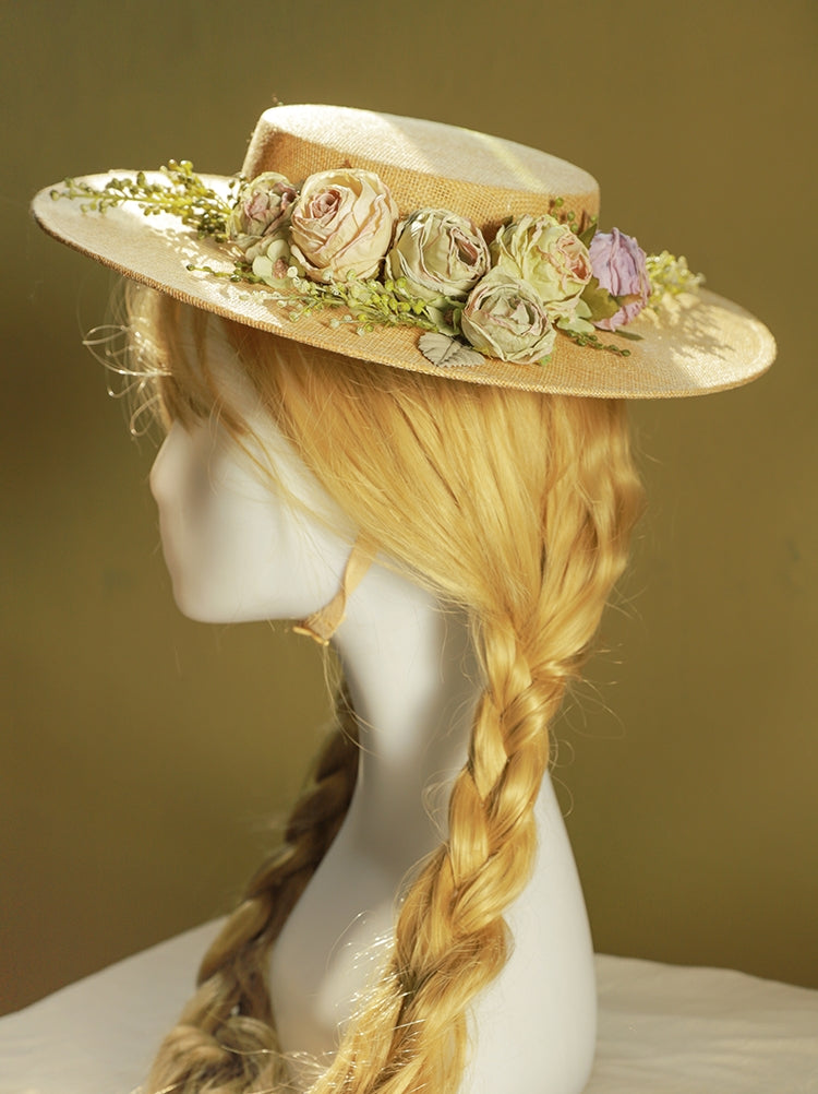 Lisslune | Handmade French Hat, Retro And Elegant Hollow Flower Forest Style Flat Hat