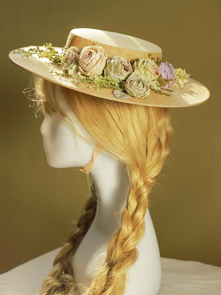 Lisslune | Handmade French Hat, Retro And Elegant Hollow Flower Forest Style Flat Hat