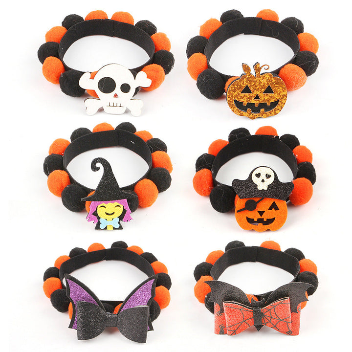 Lisslune | Halloween Pet Collar – Adjustable Dog and Cat Neck with Pumpkin and Skull Designs