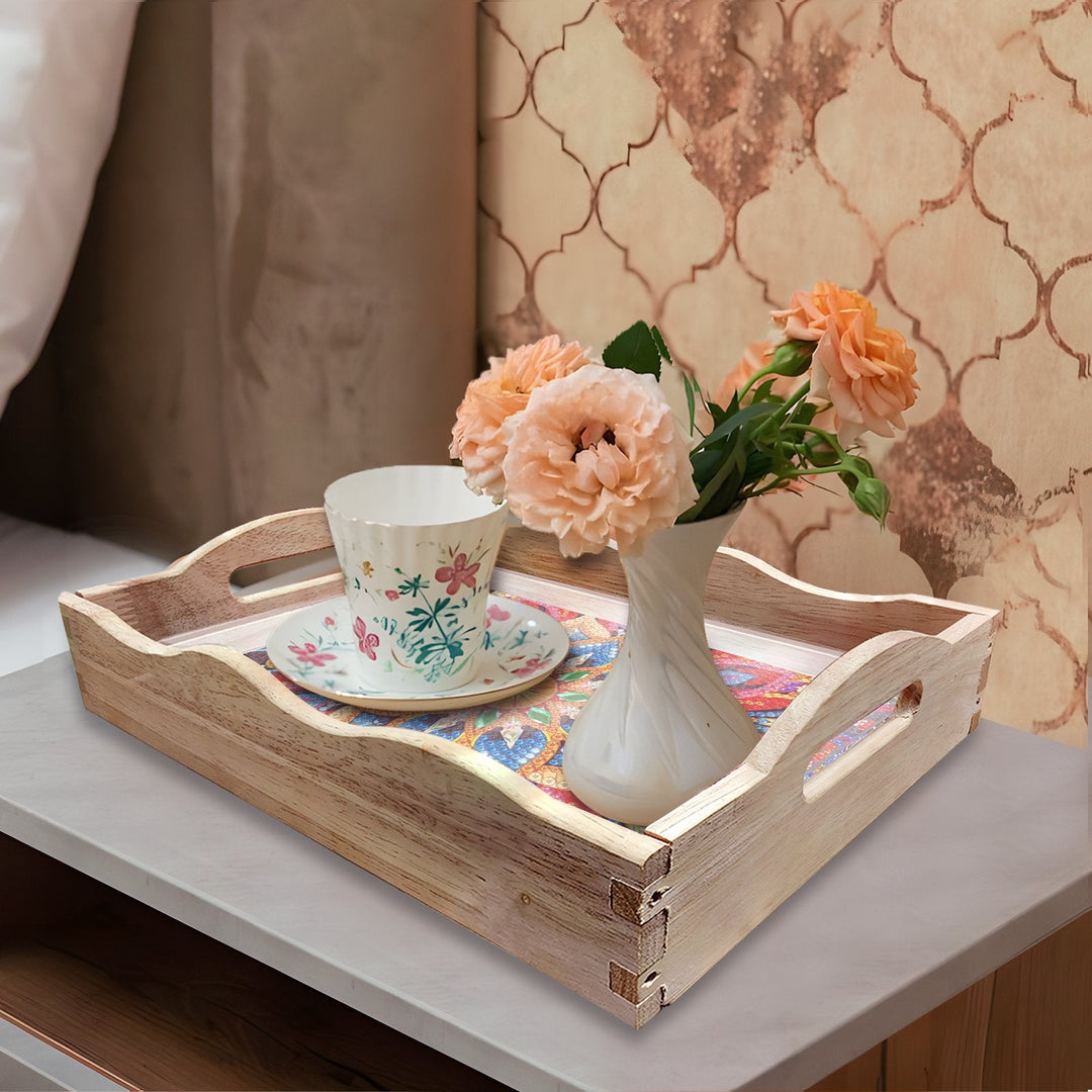 Lisslune | DIY Diamond Painting Wooden Tray Food Tray with Handle Living Room Decoration Mandala Wooden Tray Kit