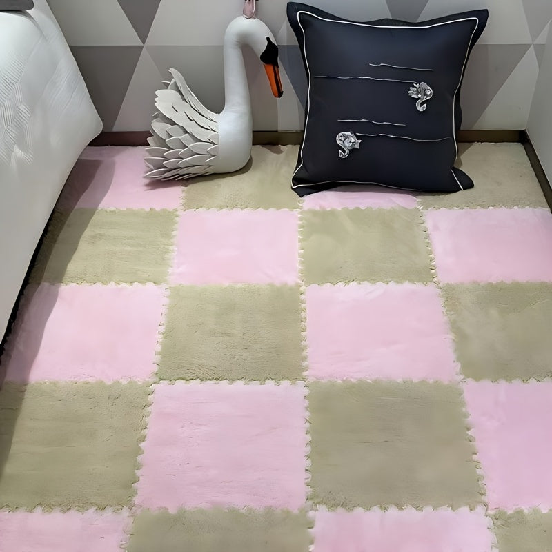 Rynx | 40-piece Thickened Modern Plush Carpet] 40-piece Modern Plush Patchwork Thickened Carpet for Bedroom, Living Room, Wardrobe, Renovation of Rental Apartments, Suitable for All Seasons