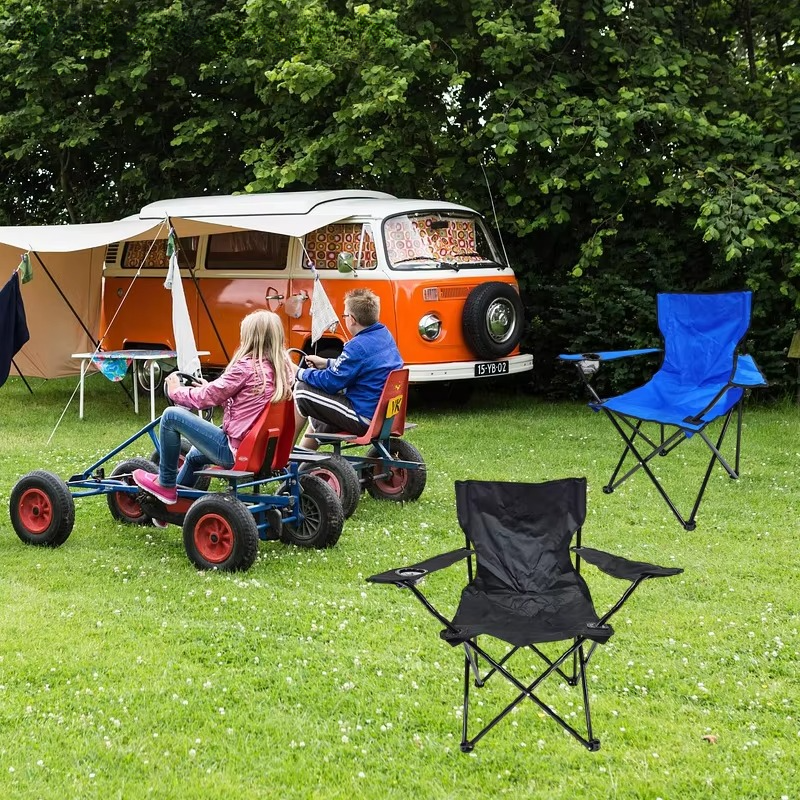 Lisslune | Portable Folding Camping Chair with Armrest, Backrest & Cup Holder