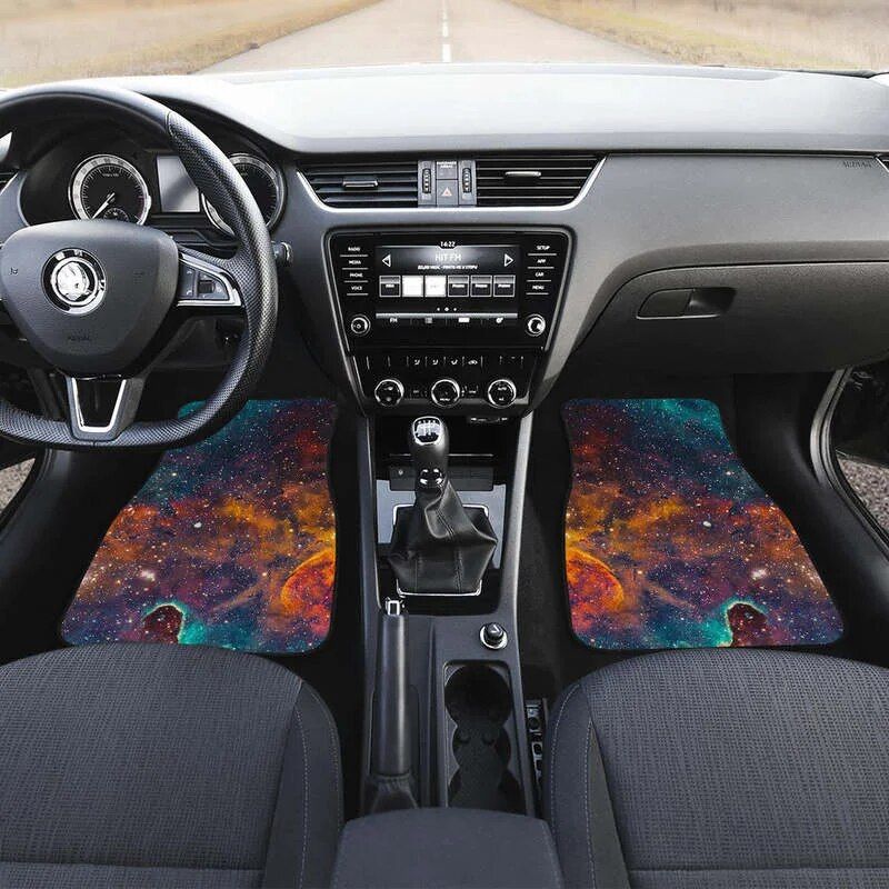 Lisslune | Galaxy Space Teal & Orange Car Mats Set