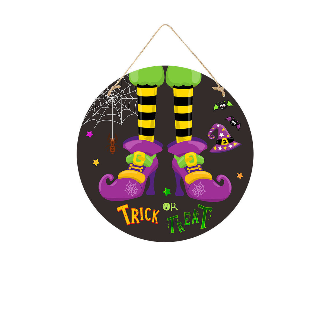 Lisslune | Halloween Door Sign – Wooden Look Plates with Pumpkin, Skull, and Witch Designs