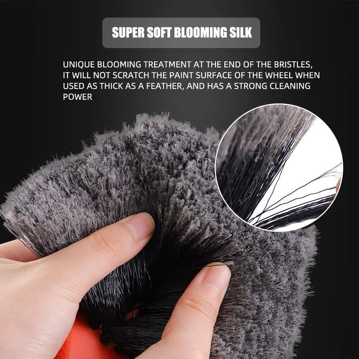 Lisslune | Simple Wheel Cleaning Brush with Soft Bristles and Ergonomic Handle