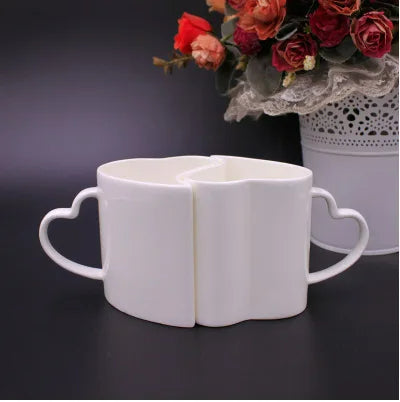 Lisslune | 2pcs Valentines day Heart Shape Couple Mug
