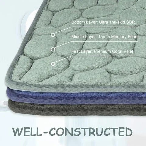 Lisslune | Cobblestone Embossed Bathroom Bath Mat