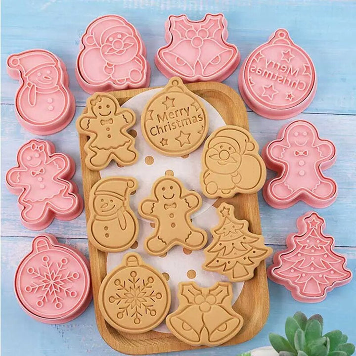 Lisslune | 8 Pieces/Set DIY Cake Decoration Tools Christmas Cartoon Cookie Cutter Set Plastic Baking Molds Cookie Tools