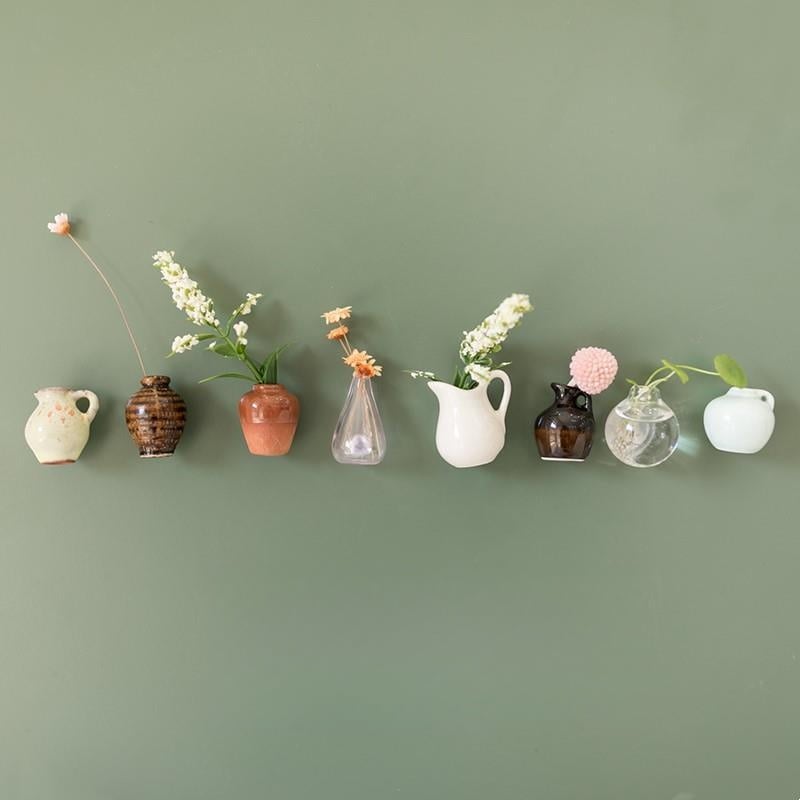 Lisslune | 3-piece set mini plant vases magnets for decorative and fresh accents