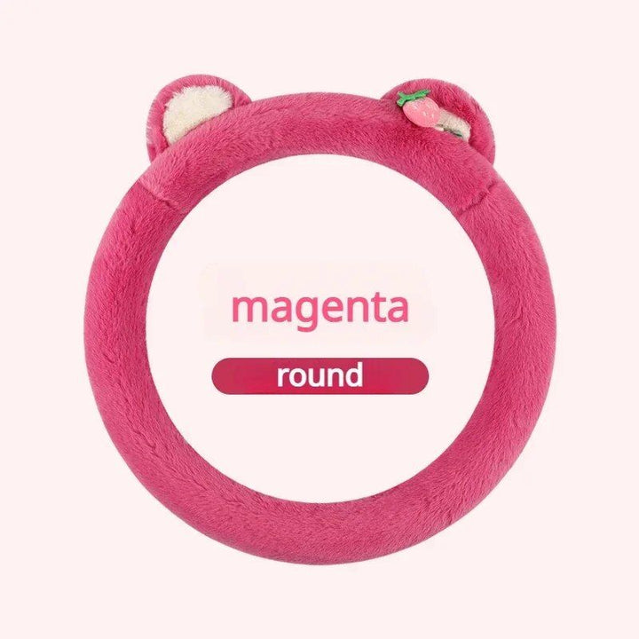 Lisslune | Pink cat ears plush steering wheel cover