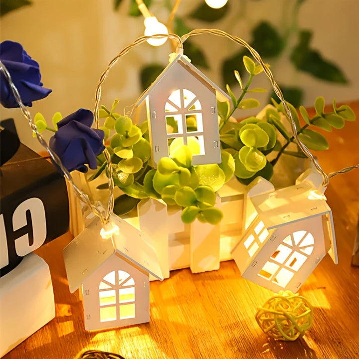 Lisslune | LED fairy lights with mini houses - Decorative Christmas lighting for indoor use