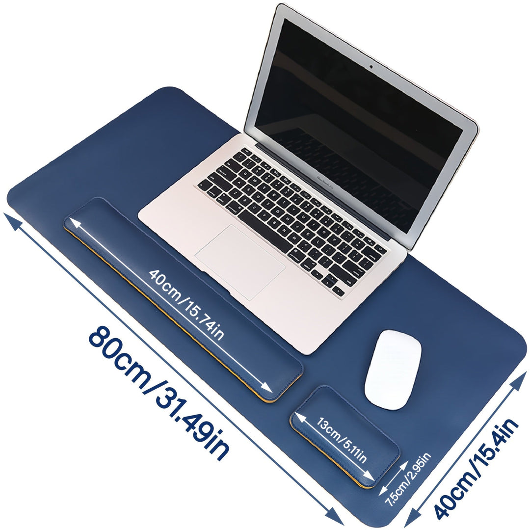Lisslune | Three-Piece Desk Set made of PU Leather - With Pad and Wrist Supports