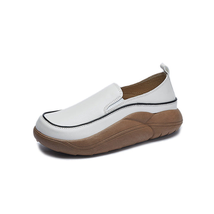 Lisslune | Thick Sole Low Cut Leather Shoes