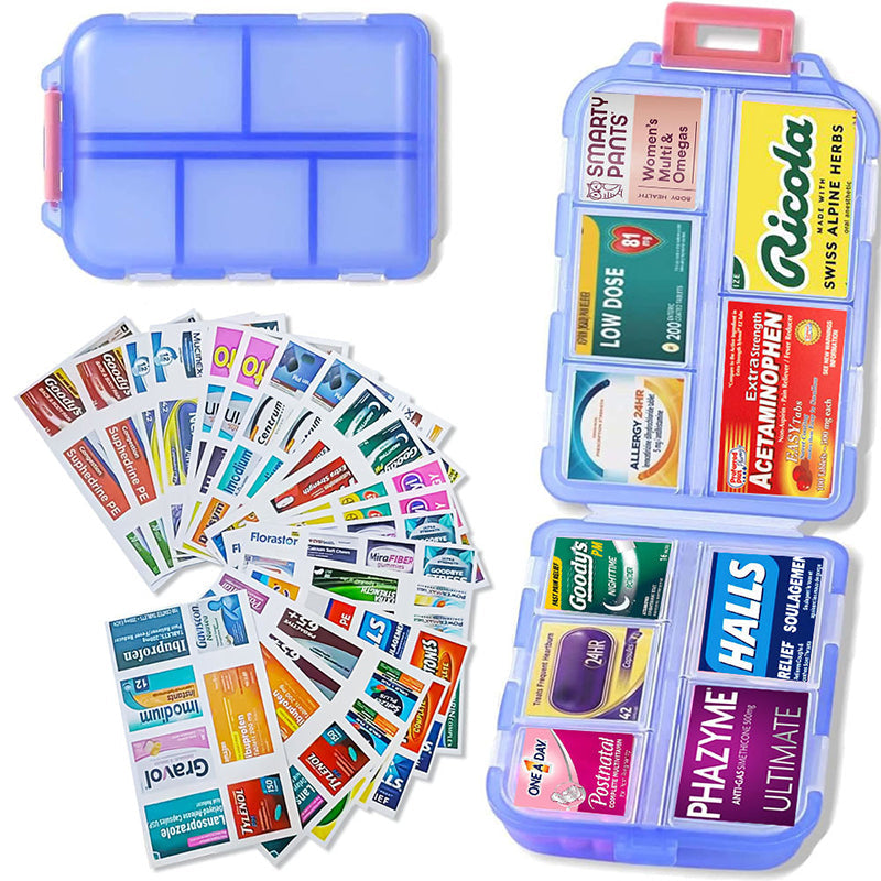Lisslune | Travel Pill Organizer Box (161 Labels for Customization)